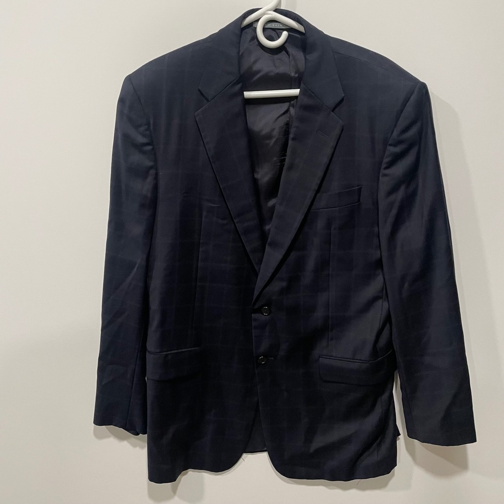 Hickey Freeman Madison‎ Suit 42 Long Charcoal Windowpane Worsted Wool Mens 34x31